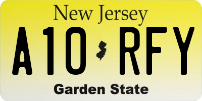 NJ license plate A10RFY