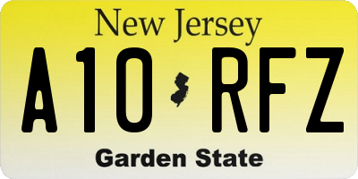 NJ license plate A10RFZ