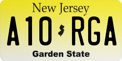 NJ license plate A10RGA