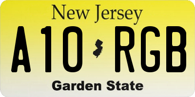 NJ license plate A10RGB