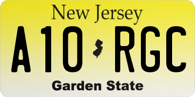 NJ license plate A10RGC
