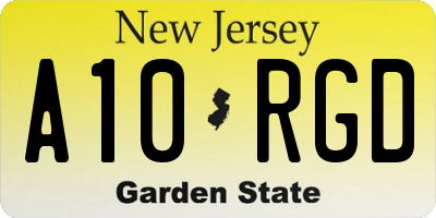 NJ license plate A10RGD