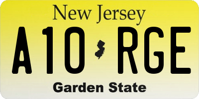 NJ license plate A10RGE