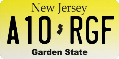 NJ license plate A10RGF