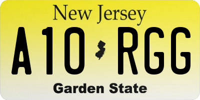NJ license plate A10RGG