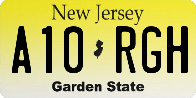 NJ license plate A10RGH