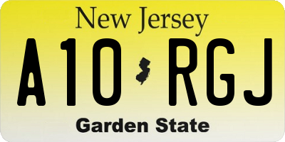 NJ license plate A10RGJ