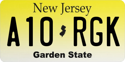 NJ license plate A10RGK