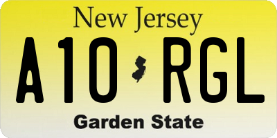 NJ license plate A10RGL