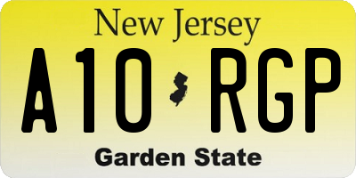 NJ license plate A10RGP