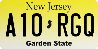 NJ license plate A10RGQ