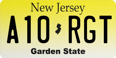 NJ license plate A10RGT