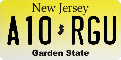 NJ license plate A10RGU