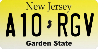 NJ license plate A10RGV