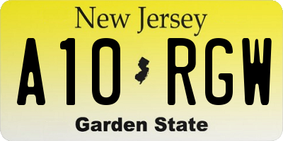 NJ license plate A10RGW