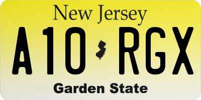 NJ license plate A10RGX