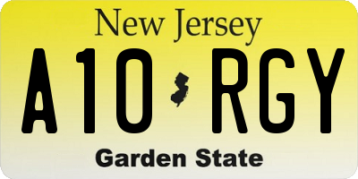 NJ license plate A10RGY