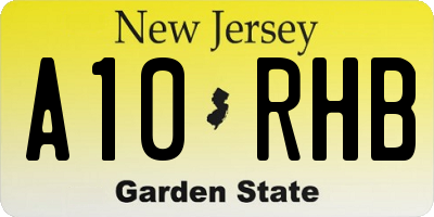 NJ license plate A10RHB