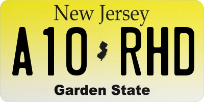 NJ license plate A10RHD