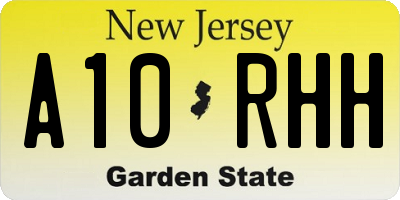 NJ license plate A10RHH