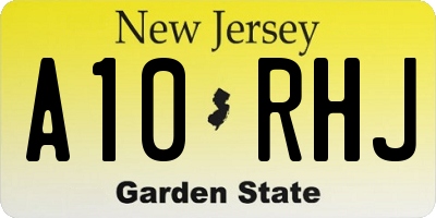 NJ license plate A10RHJ