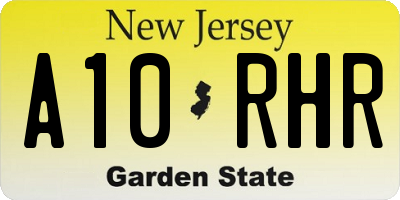 NJ license plate A10RHR