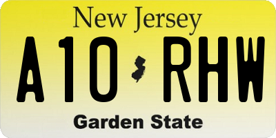 NJ license plate A10RHW