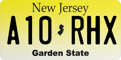NJ license plate A10RHX