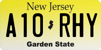 NJ license plate A10RHY