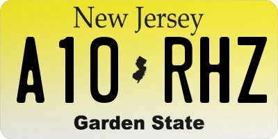 NJ license plate A10RHZ