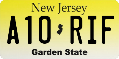NJ license plate A10RIF
