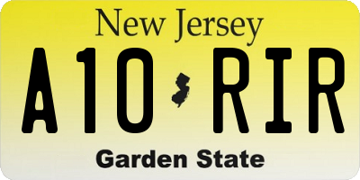 NJ license plate A10RIR
