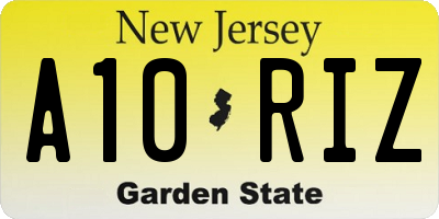 NJ license plate A10RIZ