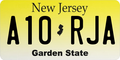 NJ license plate A10RJA