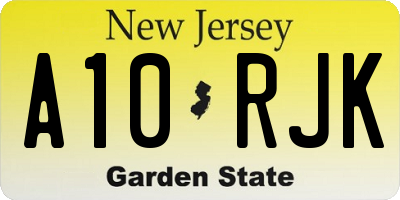 NJ license plate A10RJK