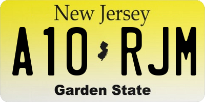 NJ license plate A10RJM