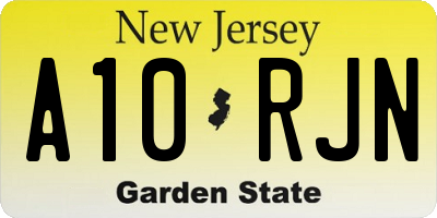 NJ license plate A10RJN