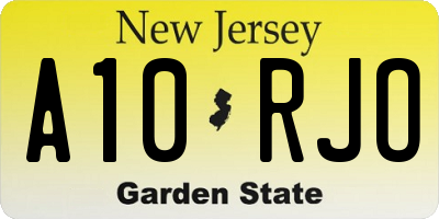 NJ license plate A10RJO