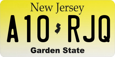 NJ license plate A10RJQ