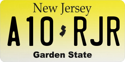 NJ license plate A10RJR