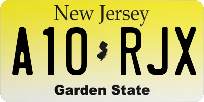NJ license plate A10RJX