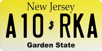 NJ license plate A10RKA