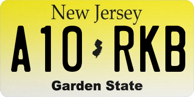 NJ license plate A10RKB