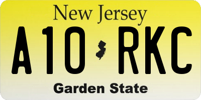 NJ license plate A10RKC