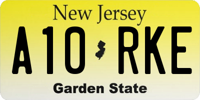 NJ license plate A10RKE