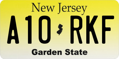 NJ license plate A10RKF