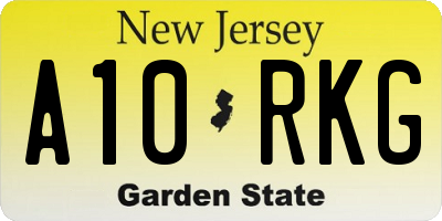 NJ license plate A10RKG