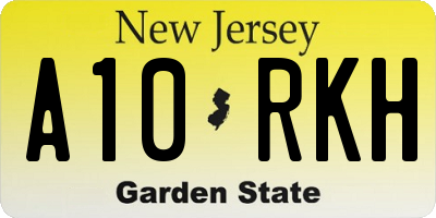 NJ license plate A10RKH