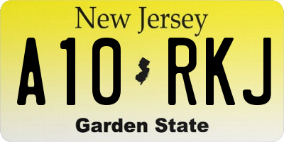 NJ license plate A10RKJ