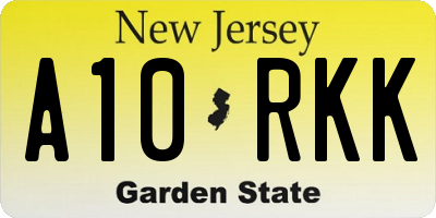 NJ license plate A10RKK